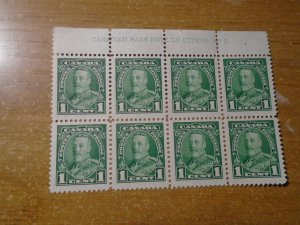 Canada  #  217  #3  Plate block of 8