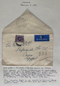 1937 Manchester England Crash Flight Cover To Cairo Egypt Carried By Castor