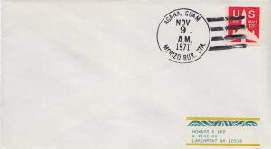 Guam 11c Airliner Silhouette Coil 1971 Agana, Guam Merizo Rur. Sta. Airmail t...