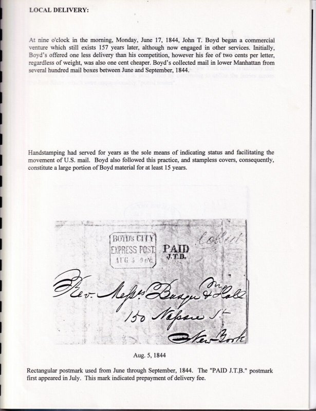 Boyd's Local Post Photocopy of M. Richardson's Exhibit, Notes by Lyons, Bowman 