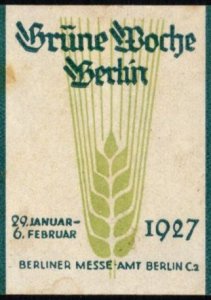 1927 German Poster Stamp Berlin Green Week Unused
