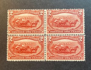 *US Stamp #286, Mint block of 4. Top 2 stamps lightly hinged, bottom 2 are NH