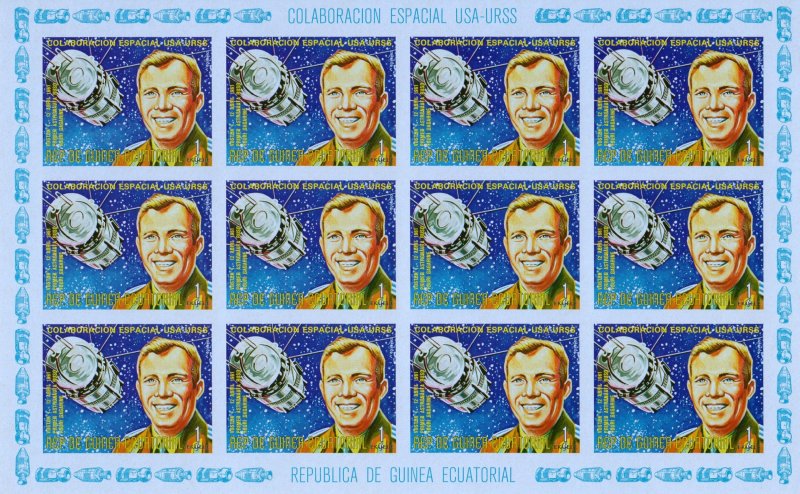 Equatorial Guinea 1975 OVNI-APOLLO 11-GAGARIN-MOON-SPACE 11 Sheetlets IMPERF.MNH