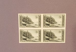 762, Acadia, Block of 4, Mint, No Gum as issued, CV $20.00