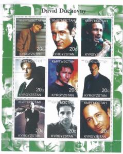 DAVID DUCHOVNY Mini Sheet of 9 MNH Kyrgyzstan - E9