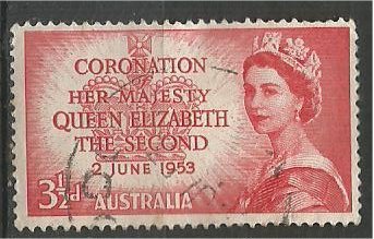 AUSTRALIA, 1953, used  3 1/2p Coronation Scott 259