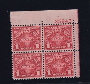 J87 TOP XF plate block of 4 OG never hinged nice color cv $ 290 ! see pic !