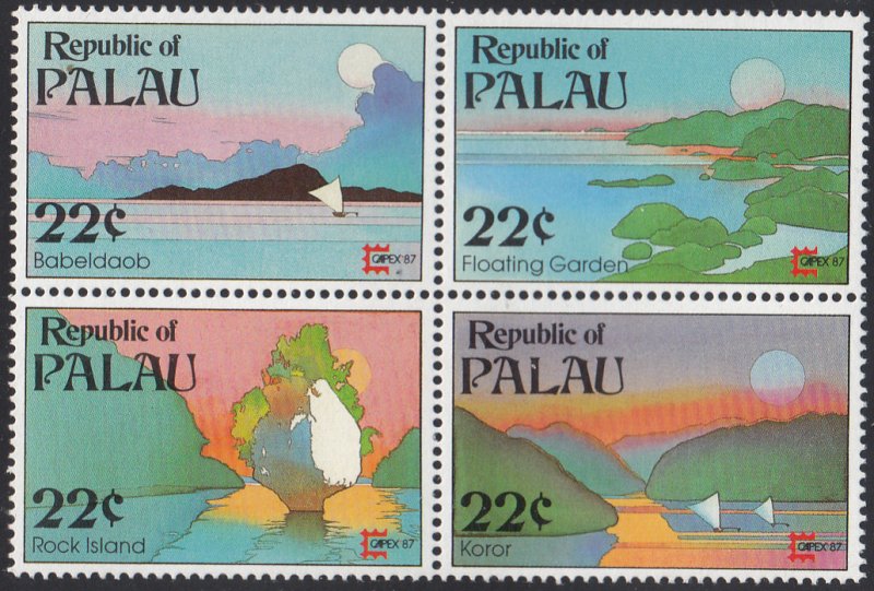 Palau 1987 MNH Sc 149a Block of 4 22c CAPEX ´87