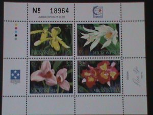 MICRONESIA-WORLD STAMPS SHOW SINGAPORE'95- COLORFUL LOVELY ORCHIDS MNH-S/S