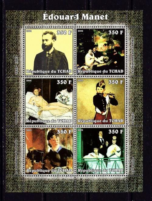 Chad 2002 Edouard Manet mini-sheet of 6 NH