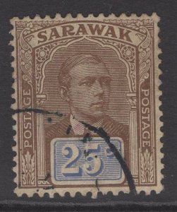 SARAWAK SG59 1918 25c BROWN & BRIGHT BLUE FINE USED