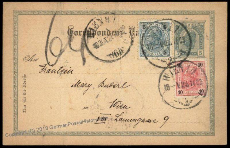 Austria Empire 1903 Upfranked Rohrpost Pneumatic Mail Cover Postal Card 66917