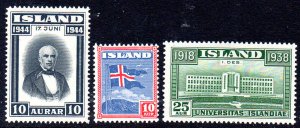 ICELAND. 1938 -44. University of Reykjavík 25aur. Flag 10aur and Sigurdson