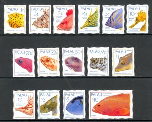 PALAU 1995 MARINE LIFE FISH Set Sc 351-365 MNH