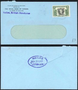 British Honduras KGVI 4c on a commercial cover