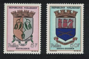 Malagasy Rep. Town Arms 3rd series 2v 1963 MNH SG#72+77