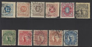Sweden Scott #22-26, 55, 67, 70, 71, 75; 1872-1910 Used Fine Stamps