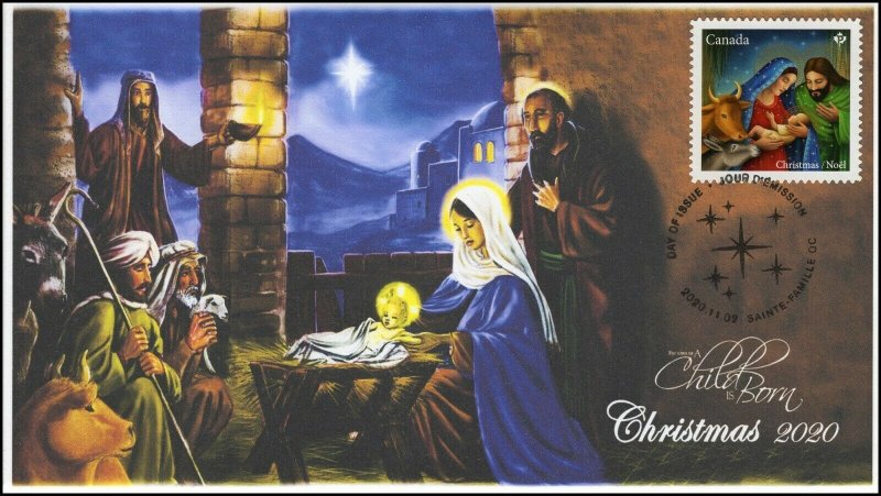 CA20-037, 2020, Christmas, Pictorial Postmark, FDC, Nativity Scene