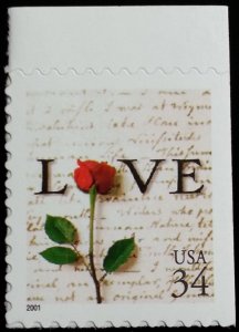 2001 34c Rose & Love Letter, SA Scott 3498 Mint F/VF NH