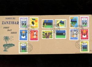 1964 Zanzibar Scott #305-18 Used Set of 14 Stamps on First Day Cover