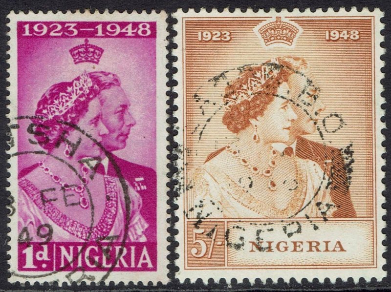 NIGERIA 1948 KGVI SILVER WEDDING SET USED