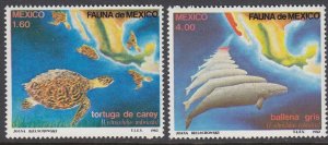 Mexico 1281-2 Turtles & Whales mnh