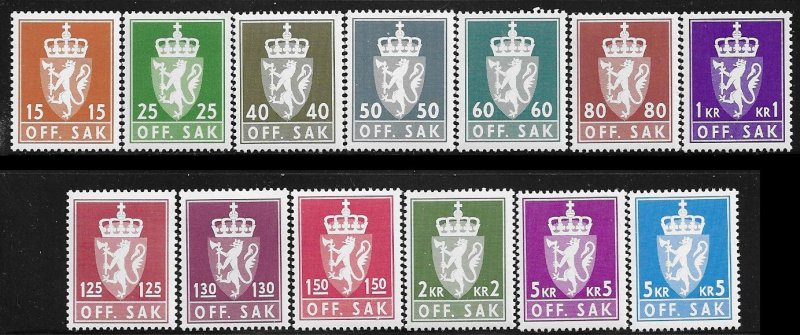 Norway O96 - O114 mnh 2017 SCV $54.50 - see below for missing numbers - 12485