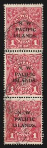 NAURU 1915 Precursor use of NWPI on KGV 1d red vertical strip types aab. 