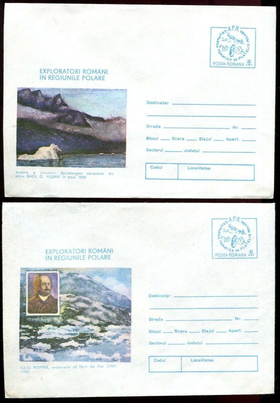 polar explorations x2 postal stationery Romania 79311