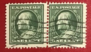 1908 US Scott 331 used pair 1 cent Franklin Lot 1120