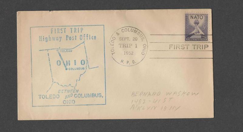 Two 1952 Midwest Highway Post Office  First Trip Covers