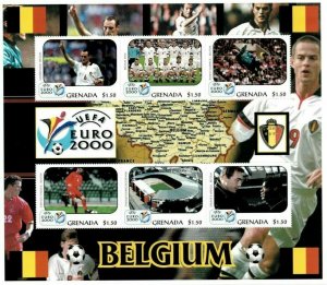 Grenada - 2000 - Euro 2000 Football - Belgium - Sheet Of 6 - MNH