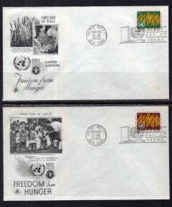 UN New York 116-117 Freedom From Hunger Artcraft Set of Two U/A FDCs