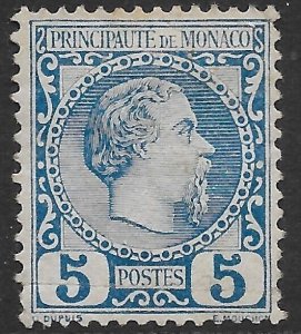 MONACO SG3 1885 5c BLUE MTD MINT (SPACEFILLER)