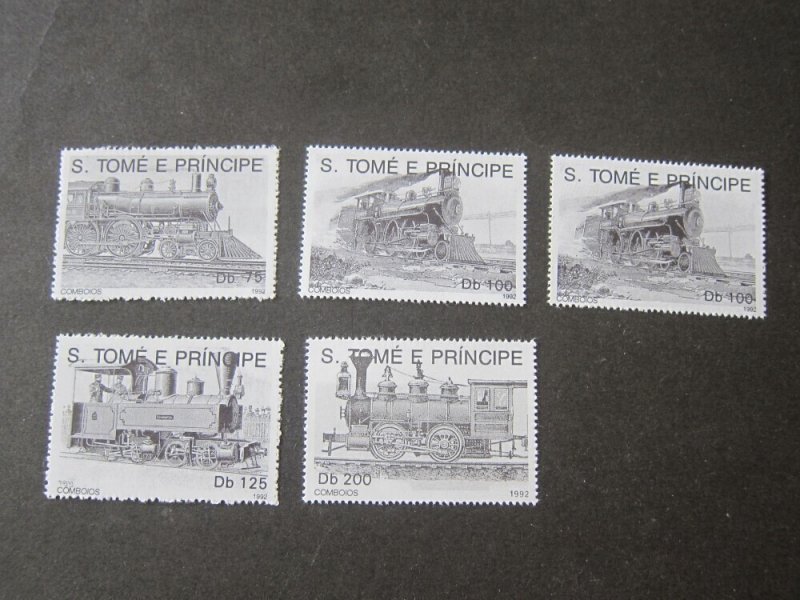 St. Thomas & Prince 1992 Sc 1071-5 Train set MNH