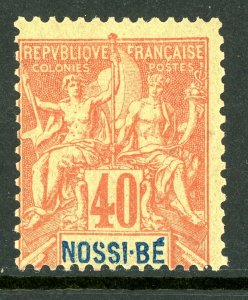 Nossi-Be 1894 French Colonies 40¢ Red on Straw Scott #41 Mint W6 ⭐⭐⭐⭐