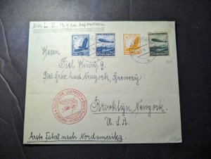 1936 Germany LZ 129 Hindenburg Zeppelin Airmail Cover to Brooklyn NY USA