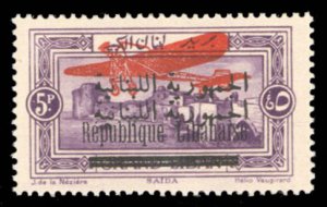 Lebanon #C23a Cat$65, 1928 5p violet, double overprint, lightly hinged