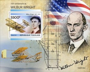 Togo - 2022 Aviation Pioneer Wilbur Wright - Stamp Souvenir Sheet - TG220126b1