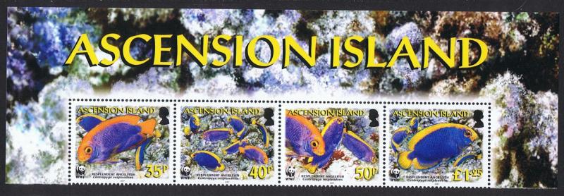 Ascension WWF Resplendent Angelfish Top Strip of 4v SG#962-965 SC#904-907