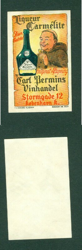 Denmark. Poster Stamp. Ligueur Carmelite Carl Permin's Wine Store. Copenhagen