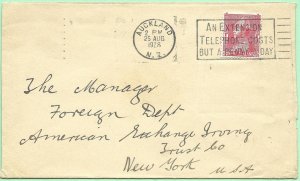 8/25/1928 Cover NZ Auckland Telephone cancel to American Exchange Trust NY