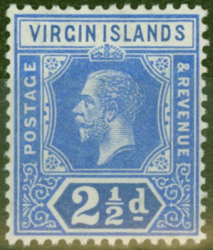 British Virgin Is 1913 2 1/2d Brt Blue SG72 Fine Very Lightly Mtd Mint