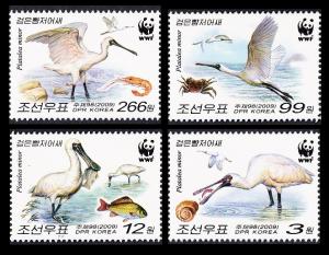 North Korea WWF Black-faced Spoonbill 4v SG#N4881b/d SC#4875a-d MI#5495-98