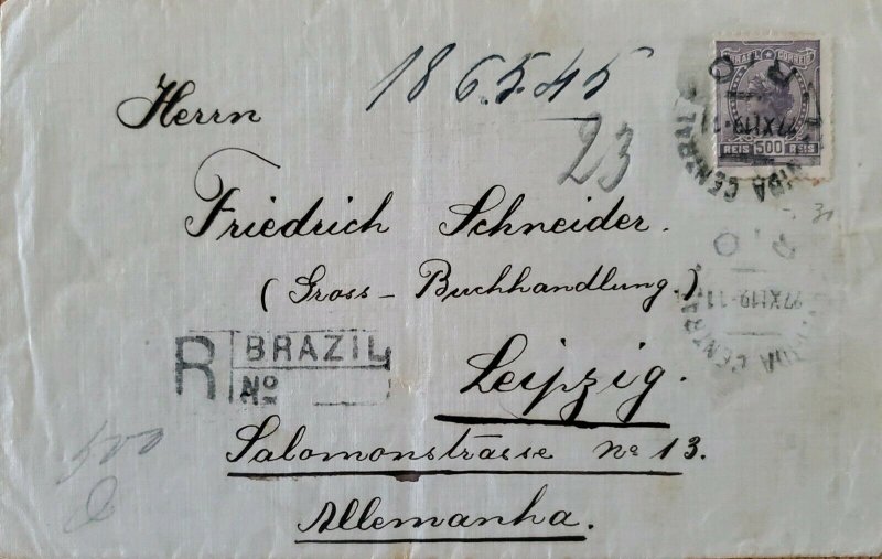 A) 1911, BRAZIL, FROM CENTRAL TO GERMANY, LIBERTY STAMP