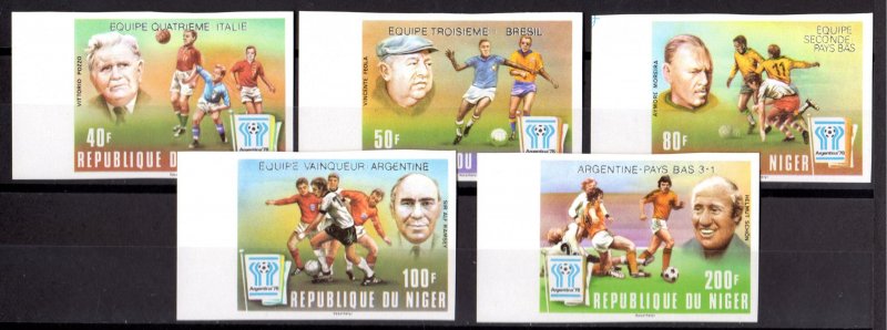 Niger 1978 Sc#453/457 WORLD CUP ARGENTINA WINNERS Set (5) IMPERFORATED MNH