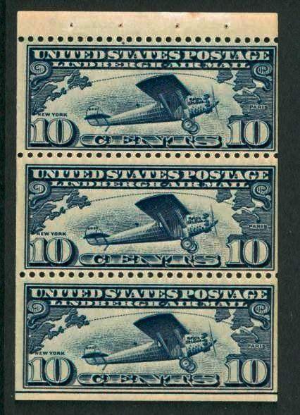 1928  Lindbergh  booklet pane  Sc C10a MNH  position J