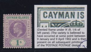 Cayman Islands, SG 15a, MLH Dented Frame variety