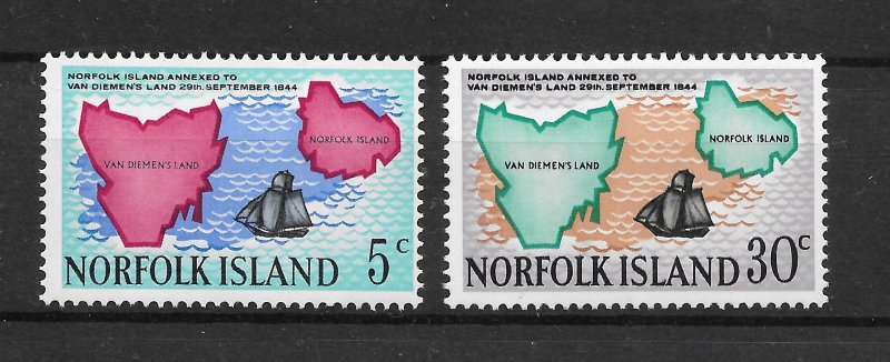 NORFOLK ISLANDS MNH SET SC#123-124 MAPS SCV$.75