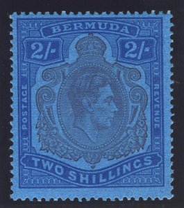 Bermuda 1942 KGVI 2s purple & blue/deep blue (p14-O) MNH. SG 116c. Sc 123b.